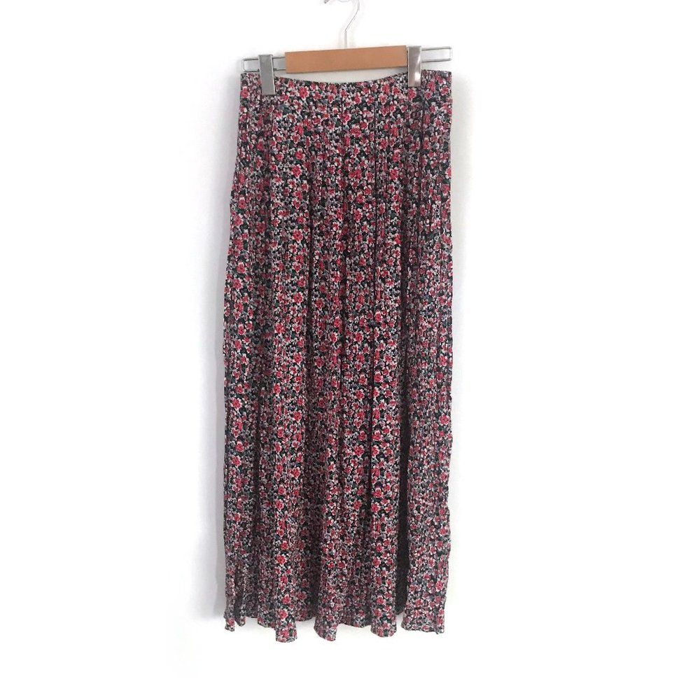 Vintage Pleated Floral Maxi Skirt
